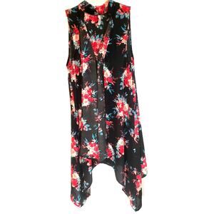 Gilli size large black with multicolored flowers no sleeve cover-up